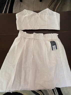 White Eyelet Two-Piece Dress Set for Women